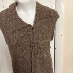 Holistia Brown Super Soft Alpaca Wool Blend Sleeveless Vest large